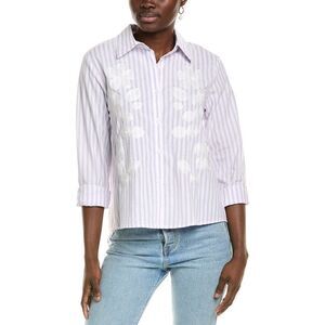 Anna Kay Womens Rolando Embroidery Shirt, Blue